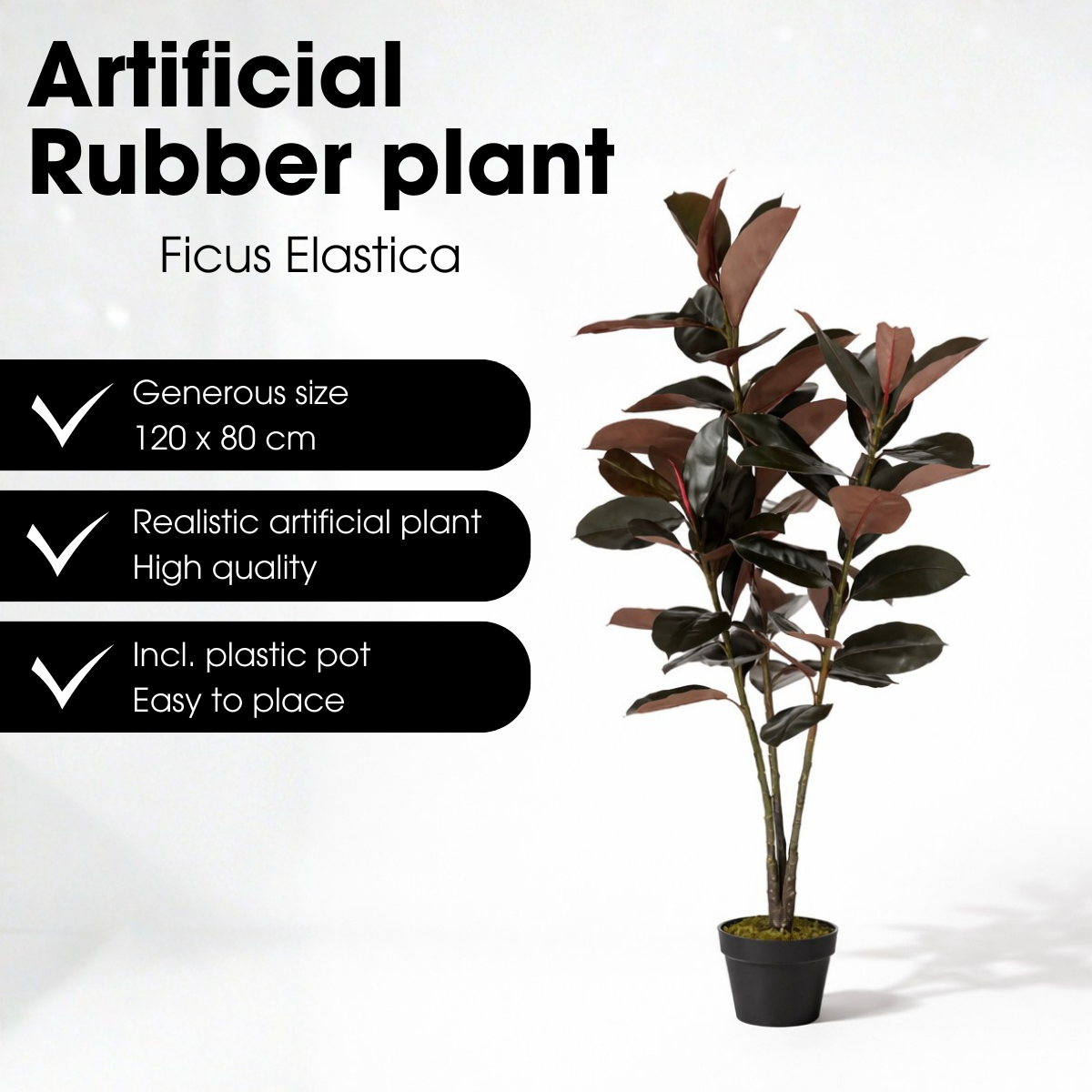 Kunstplant Rubberplant Rood Mica Decorations