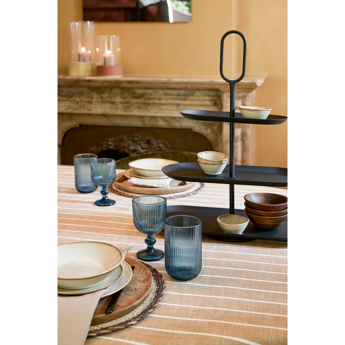 Alivo Tafelkleed - L250 x B140 cm - Organisch Katoen - Bruin, Wit