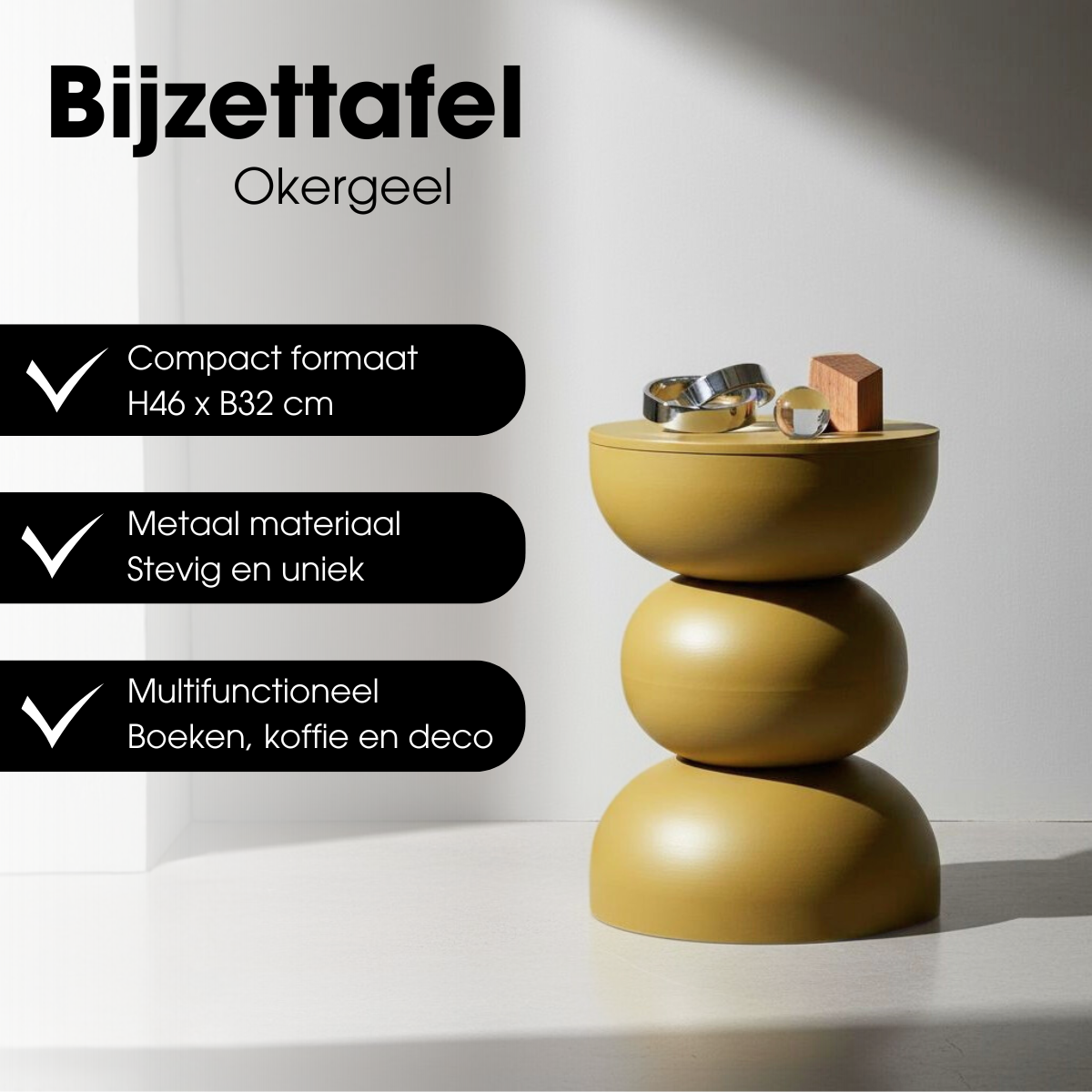 Bijzettafel Luna Geel Mica Decorations