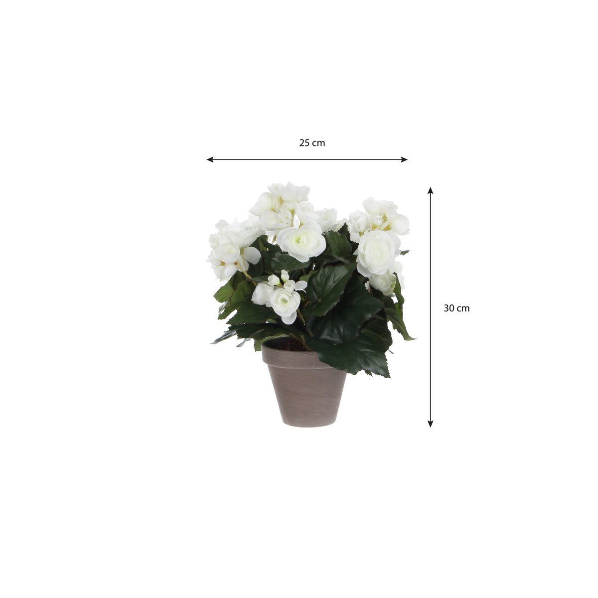 Begonia Kunstplant in Bloempot Stan - H30 x Ø25 cm - Wit