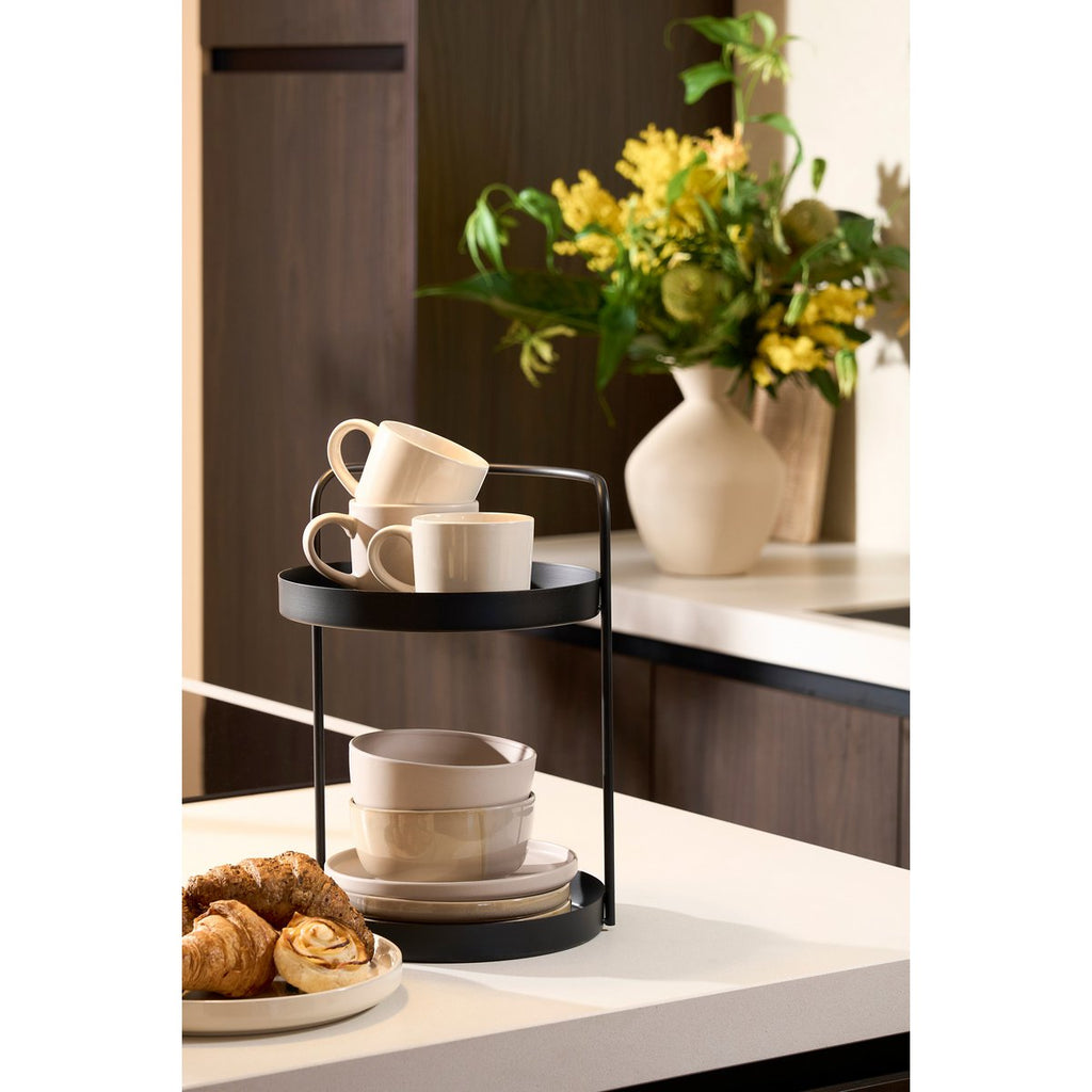 Stanli Etagère 2-Laags - H35 x Ø25 cm - Metaal - Zwart