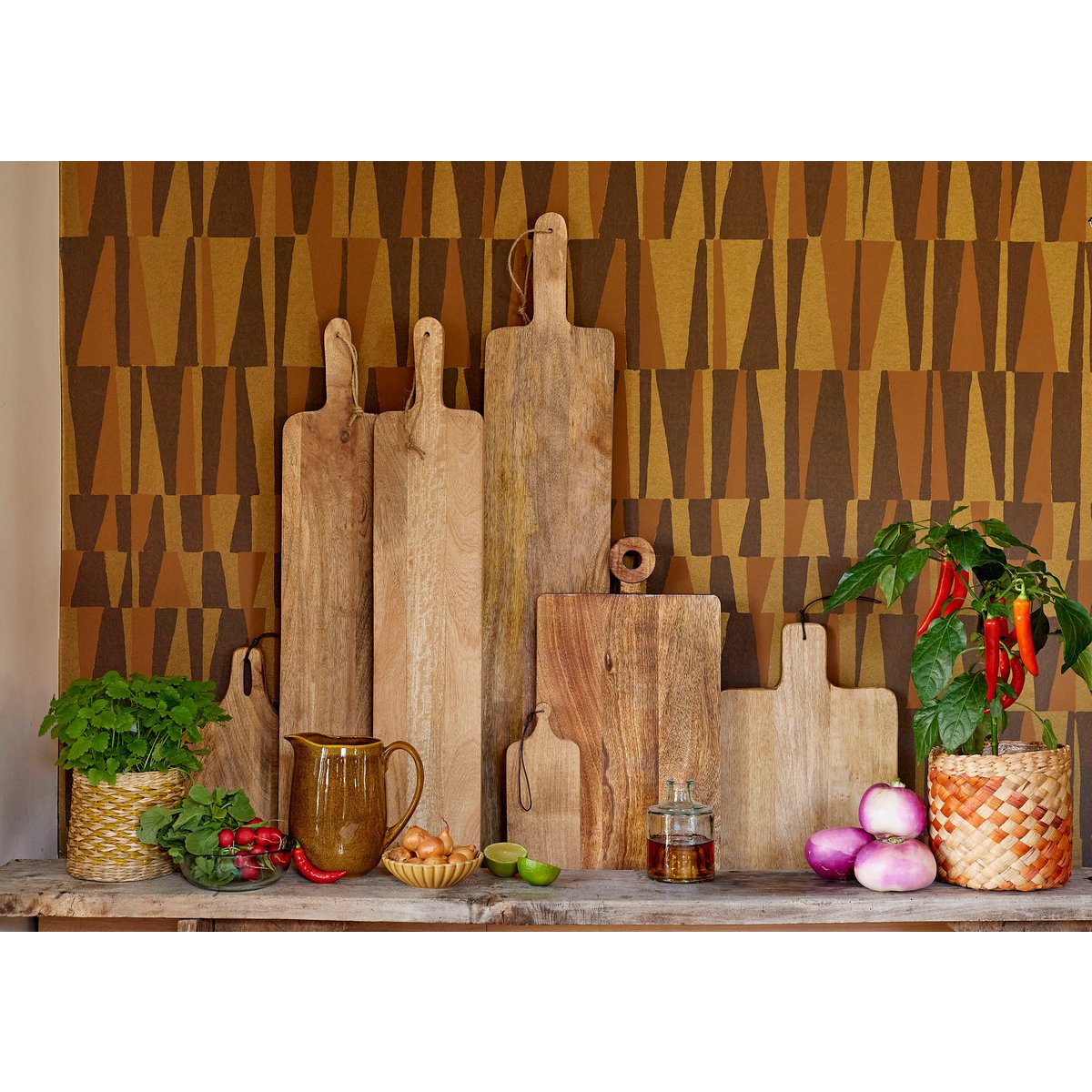 Capri Serveerplank - L90 x B18 cm - 100% FSC Mangohout - Bruin Mica Decorations