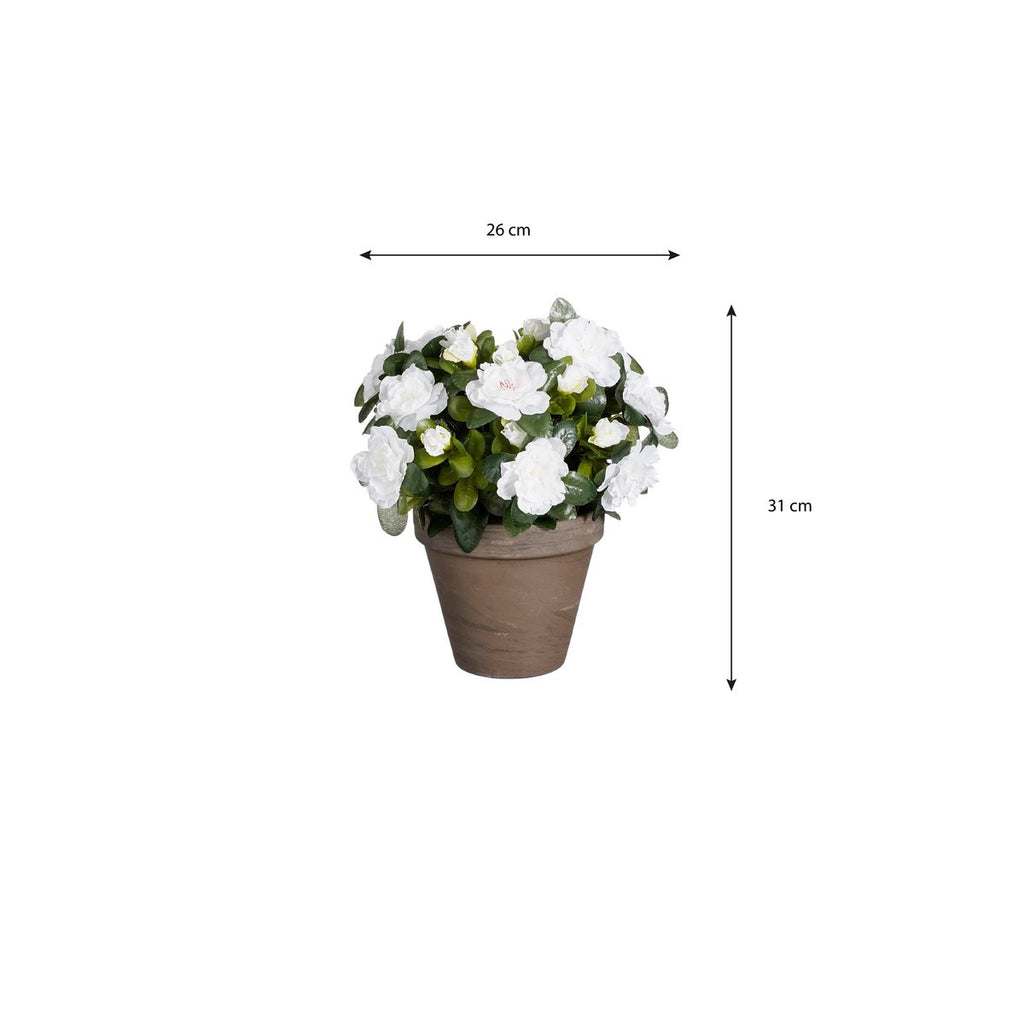 Azalea Kunstplant in Bloempot Stan - H31 x Ø26 cm - Wit