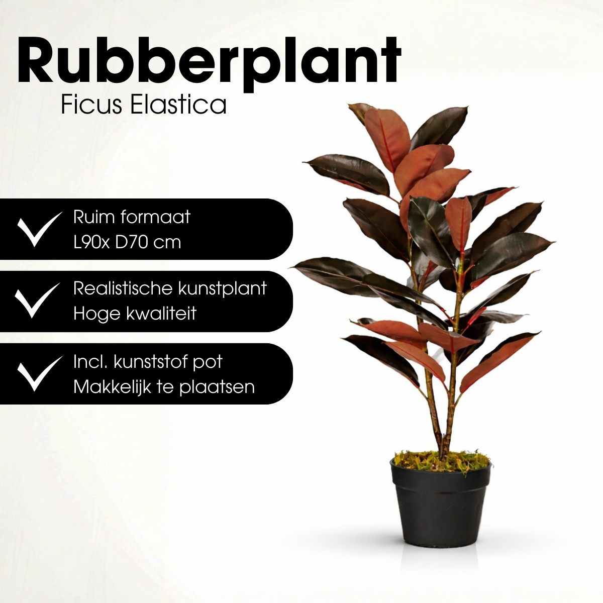 Kunstplant Rubberplant Rood Mica Decorations