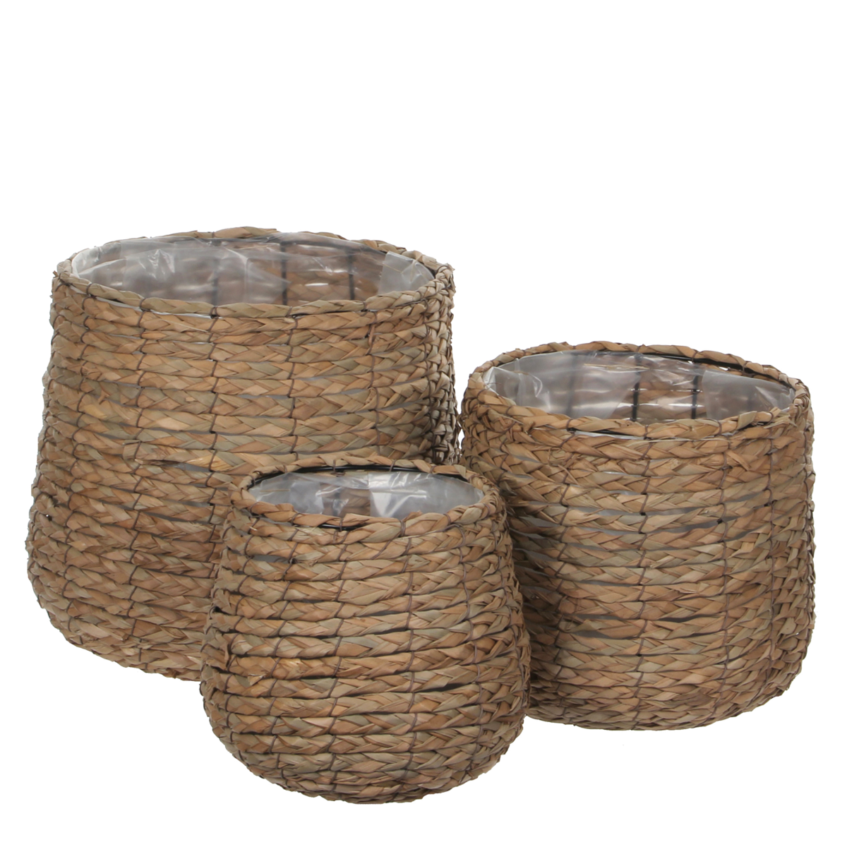 Avalon Plantenmand - Set van 3 - H31 x Ø30 cm - Zeegras - Lichtbruin Mica Decorations