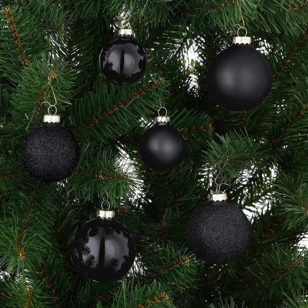 Kerstballen set  Zwart Mica Decorations