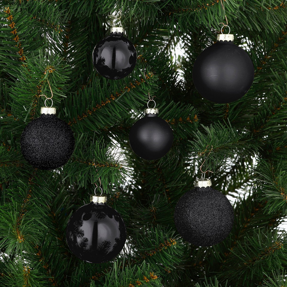 Kerstballen set  Zwart Mica Decorations