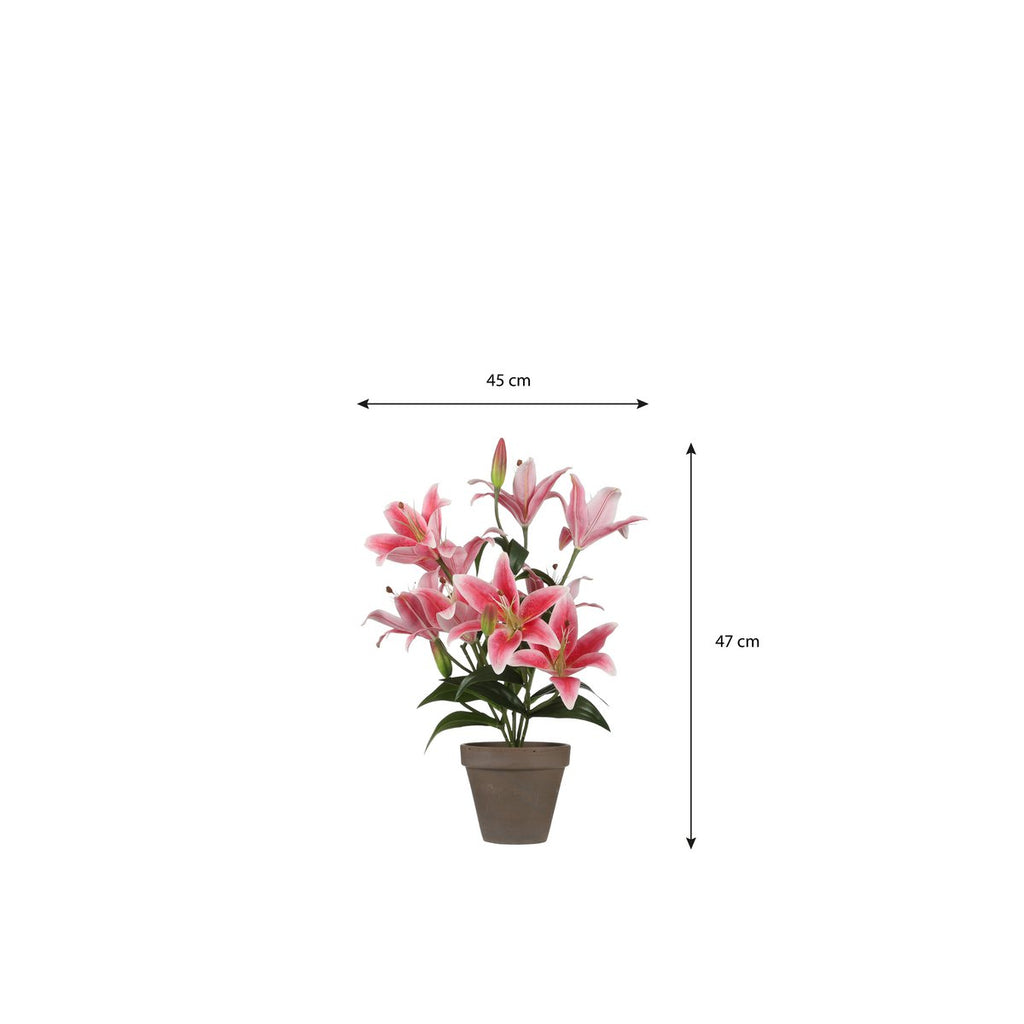 Tijgerlelie Kunstplant in Bloempot Stan - H47 x Ø45 cm - Fuchsia