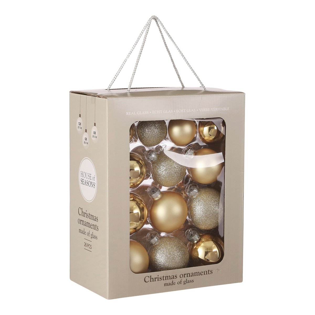 Kerstballen set  Champagne Mica Decorations