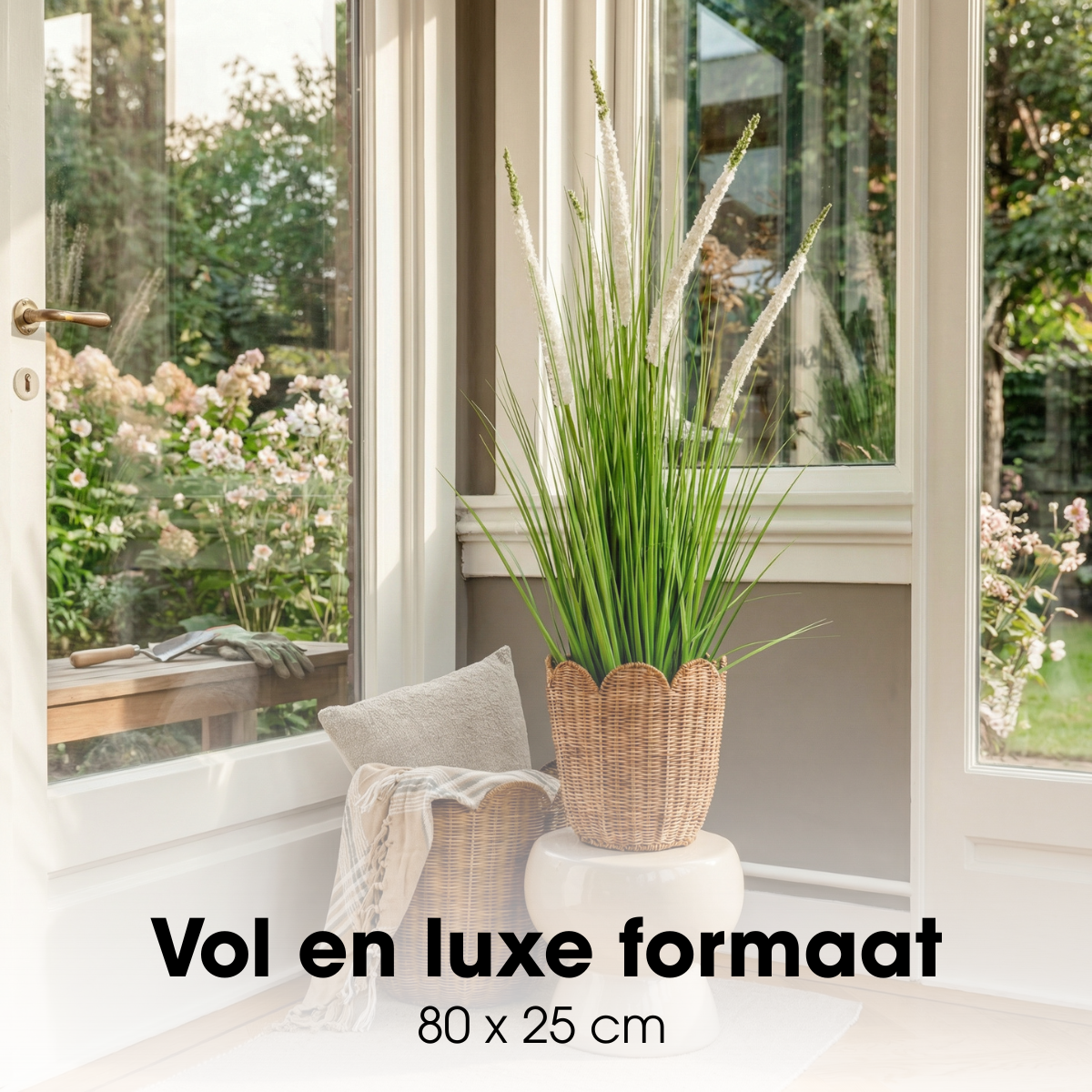 Kunstplant Siergras Wit Mica Decorations