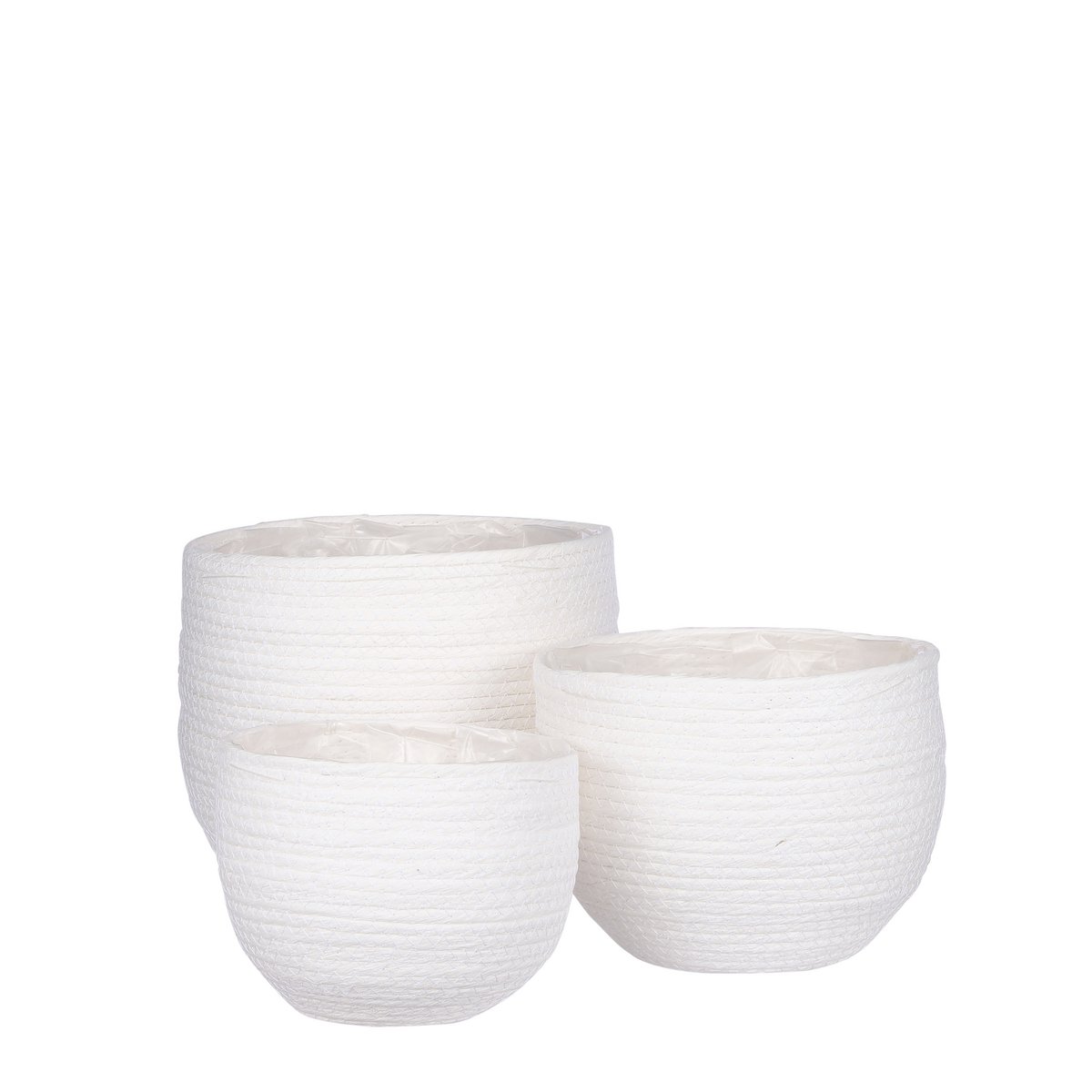 Jorck Plantenmand - Set van 3 - H24 x Ø26 cm - Off White Mica Decorations