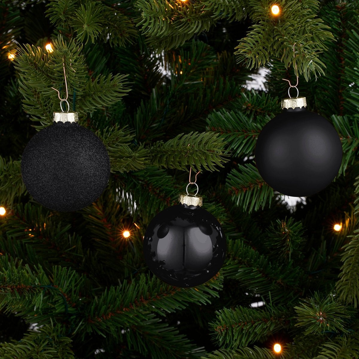 Kerstballen set  Zwart Mica Decorations