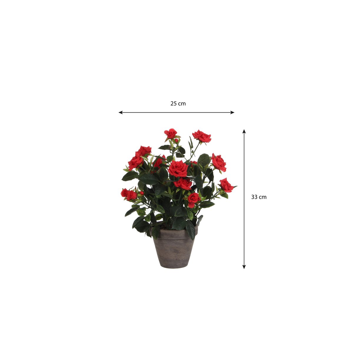 Rozenstruik Kunstplant in Bloempot Stan - H33 x Ø25 cm - Rood