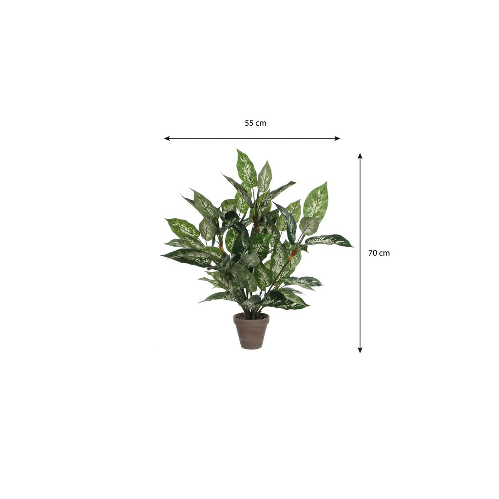 Dieffenbachia Kunstplant in Bloempot Stan - H70 x Ø55 cm - Groen