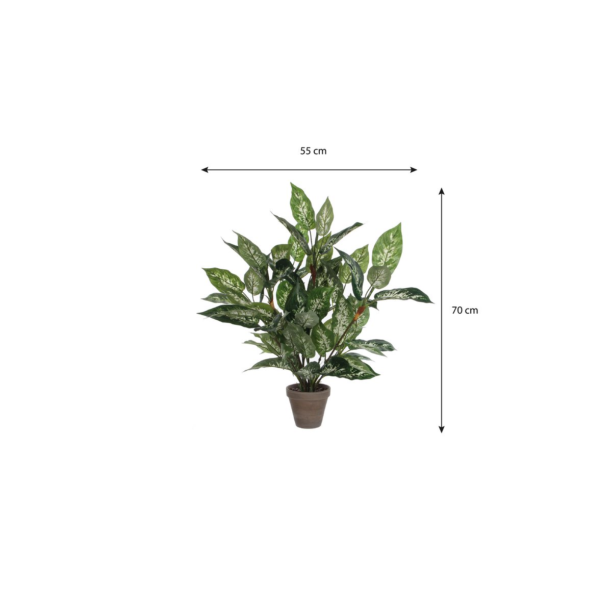 Dieffenbachia Kunstplant in Bloempot Stan - H70 x Ø55 cm - Groen