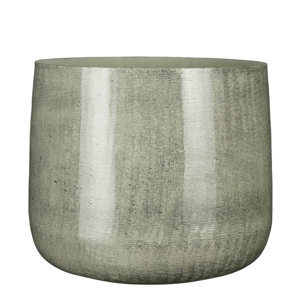 Benson Bloempot - H27 x Ø32 cm - Metaal - Lichtgrijs