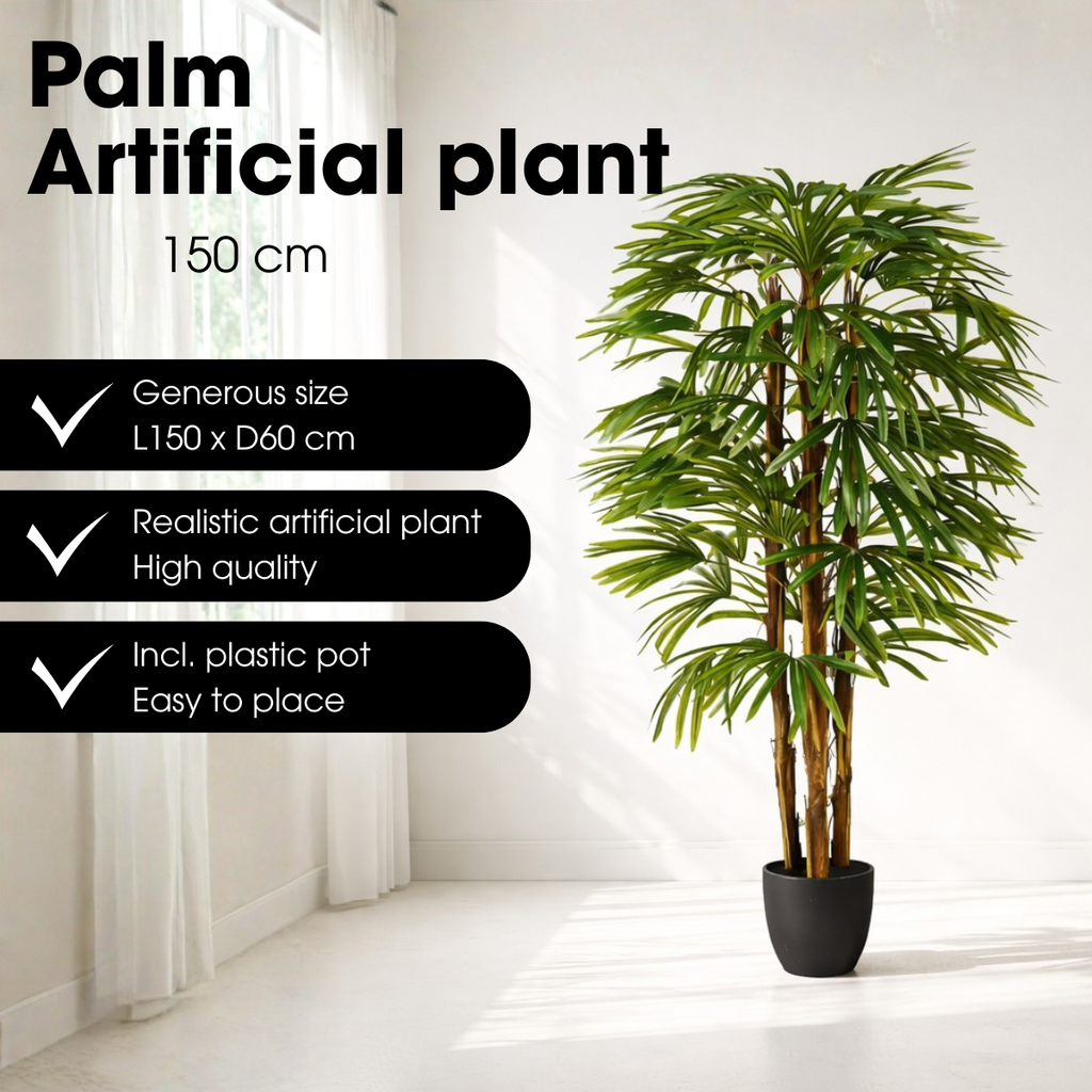 Kunstplant Raphis Palm Groen Mica Decorations