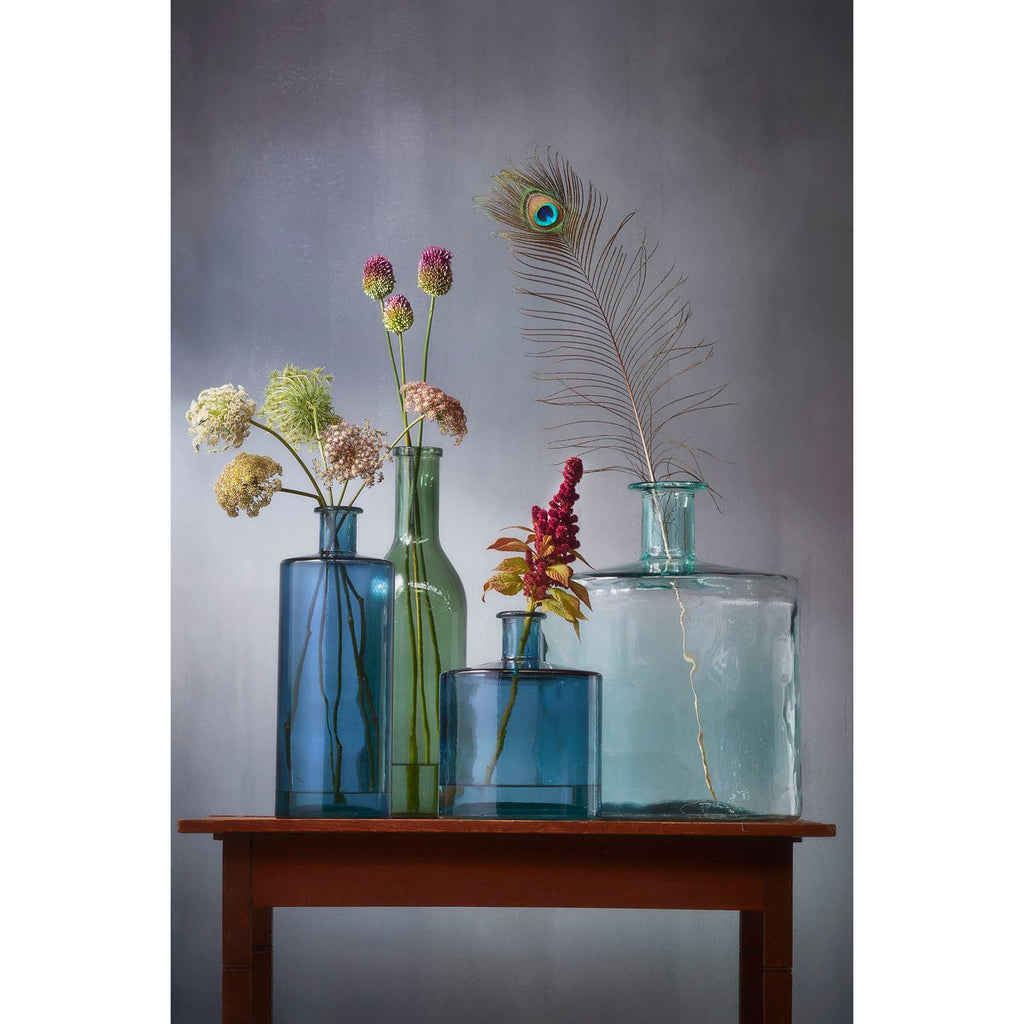 Guan Fles Vaas - H26 x Ø21 cm - Gerecycled Glas - Blauw Mica Decorations