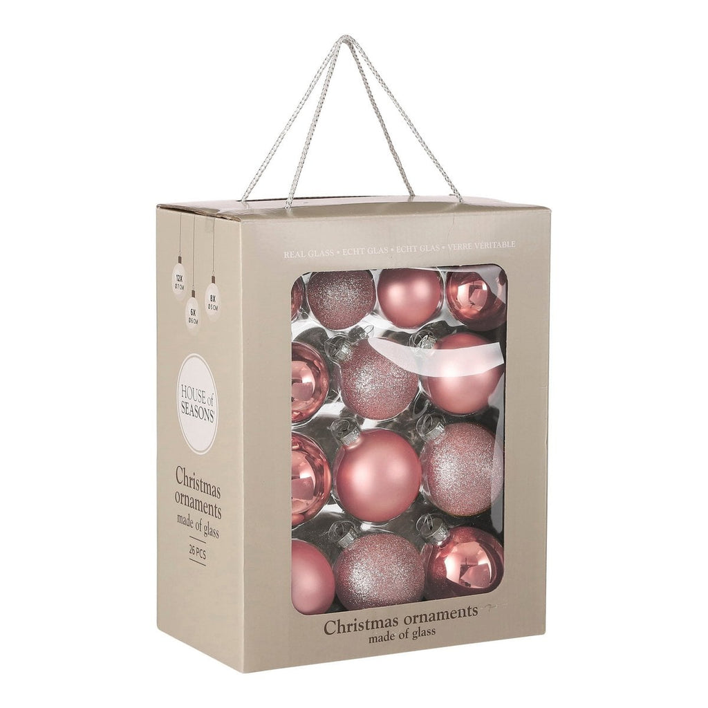Kerstballen set  Roze Mica Decorations