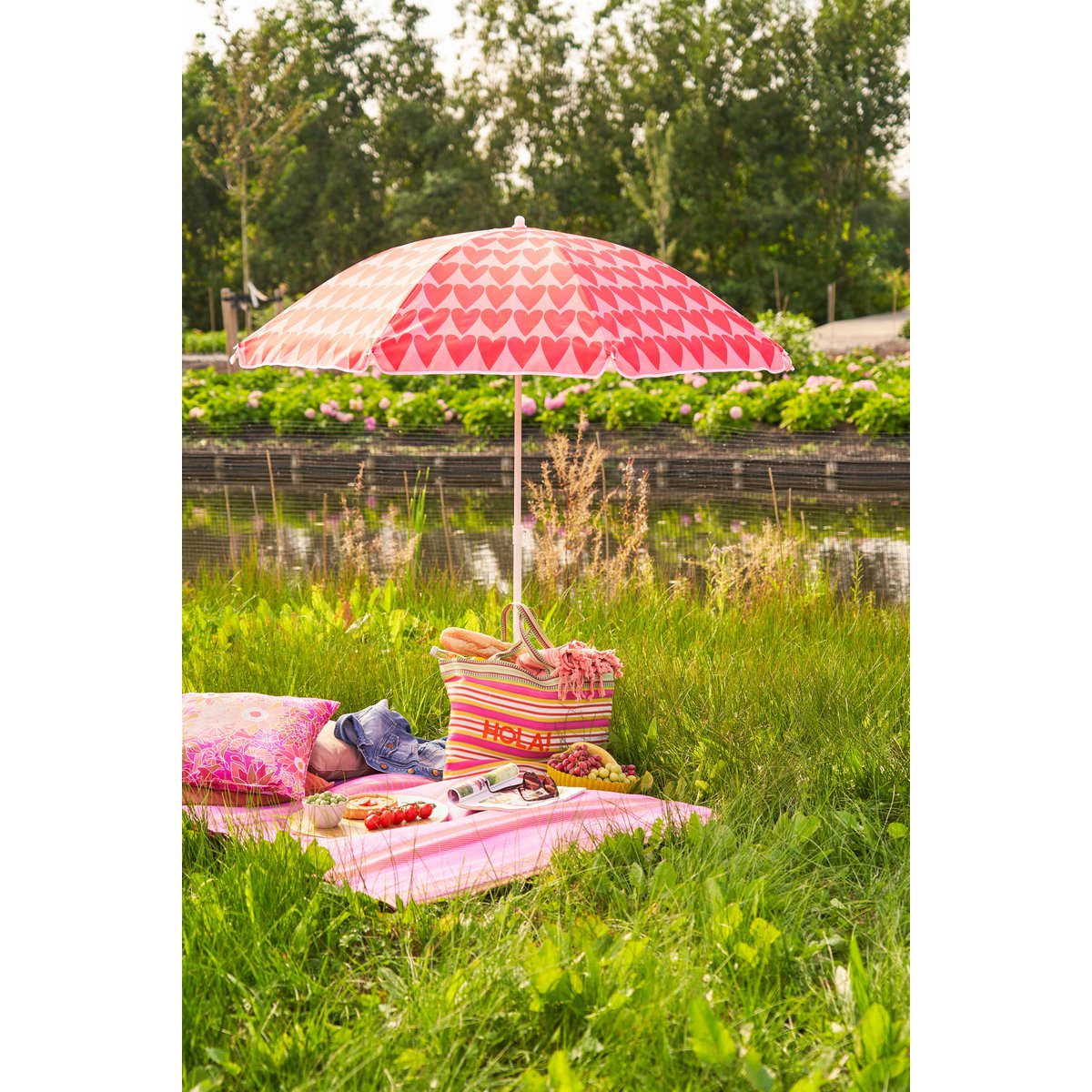 Heart Strandparasol - H180 x Ø160 cm - Roze