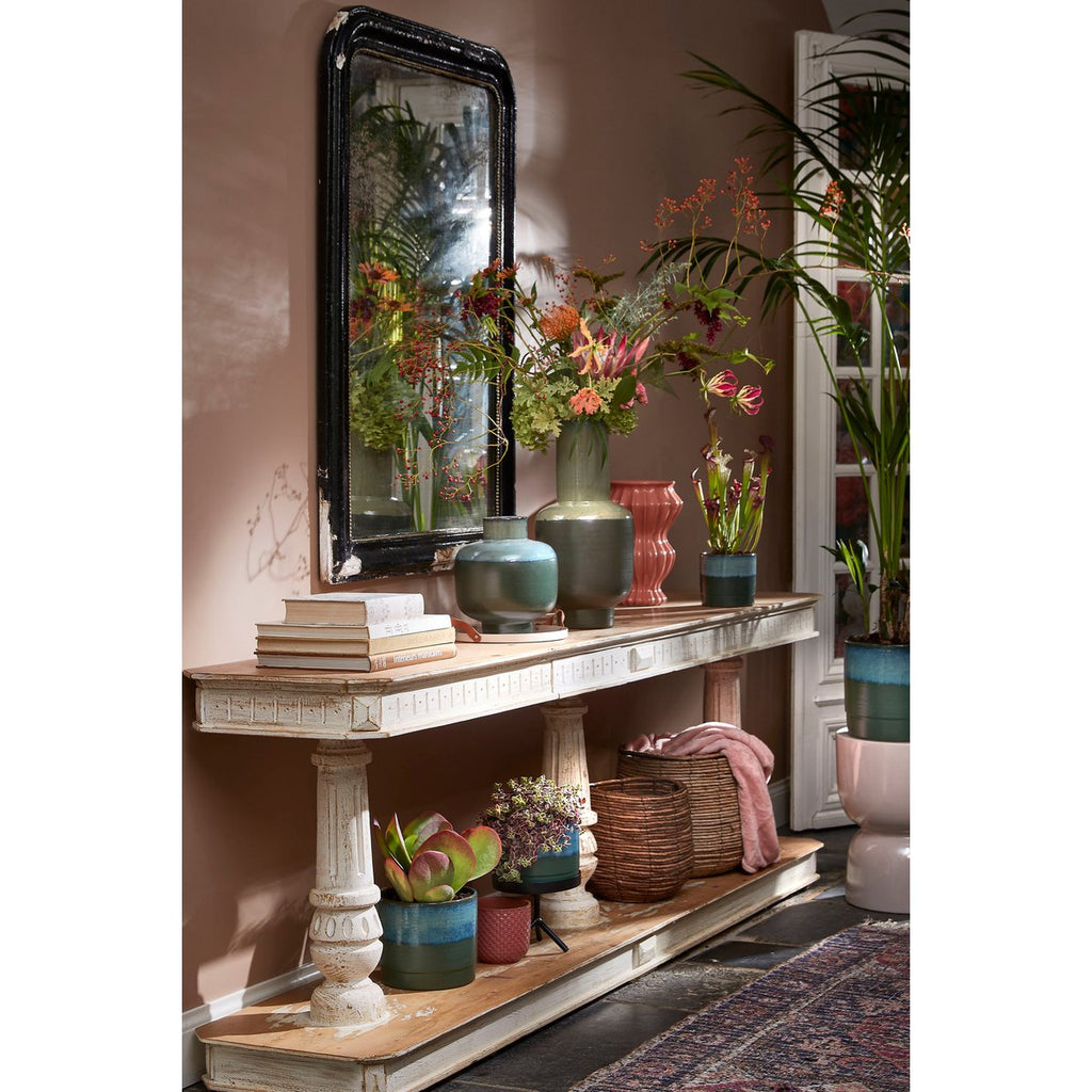 Olof Bloempot - H20 x Ø22 cm - Terracotta - Donkergroen