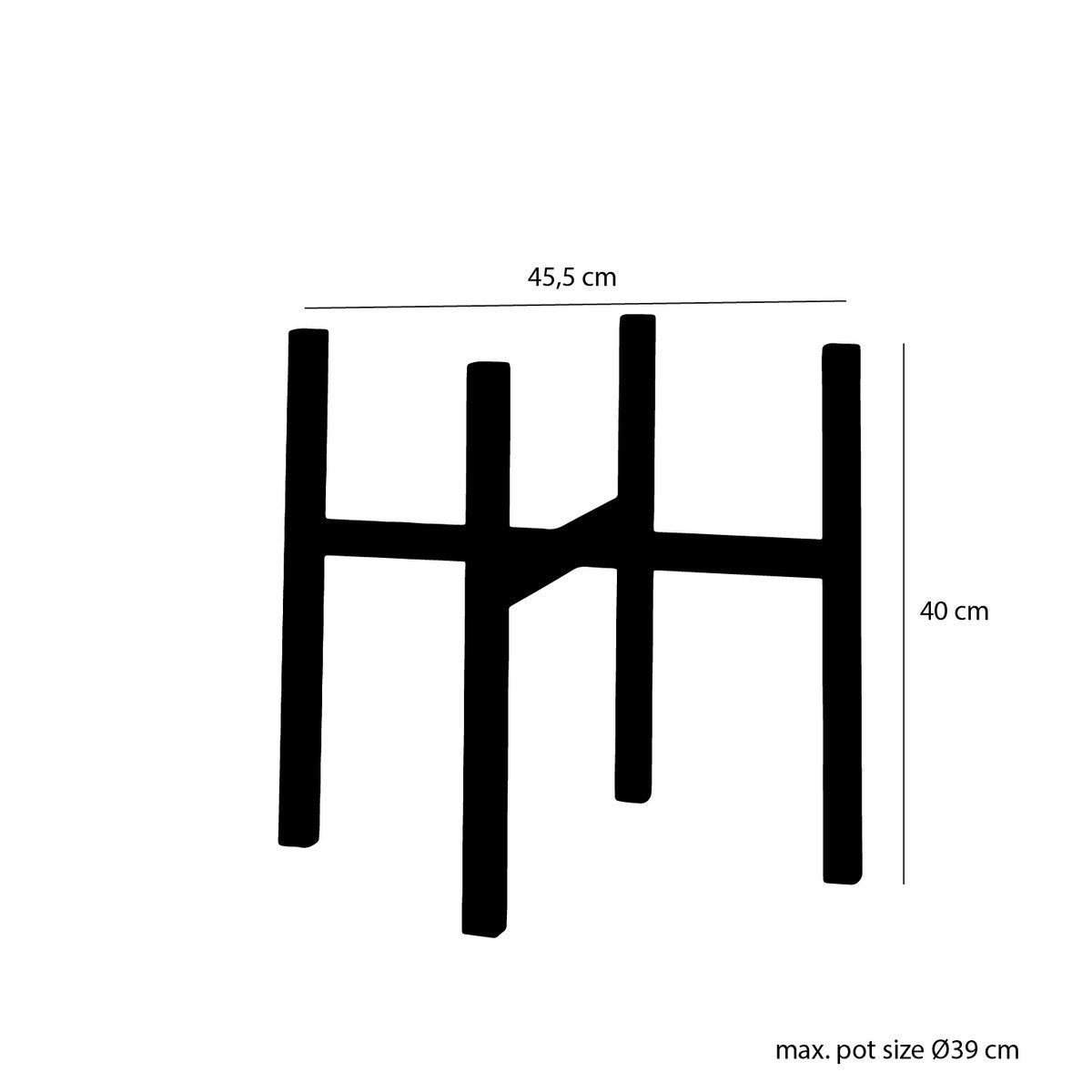 Ascot Plantenstandaard XL - L46 x B46 x H40 cm - Metaal - Zwart Mica Decorations