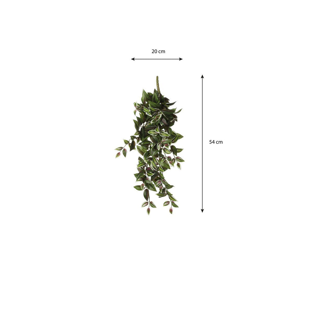 Tradescantia Kunst Hangplant - L15 x B20 x H54 cm - Groen