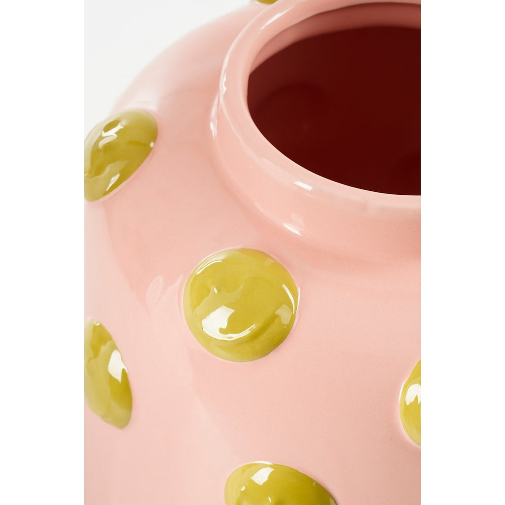 Smiley Vaas - H28 x Ø29 cm - Keramiek - Lichtroze, Oker