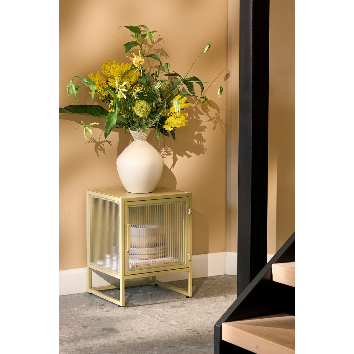 Clifton Opbergkast met Deuren - L38 x B35 x H50 cm - Metaal - Beige