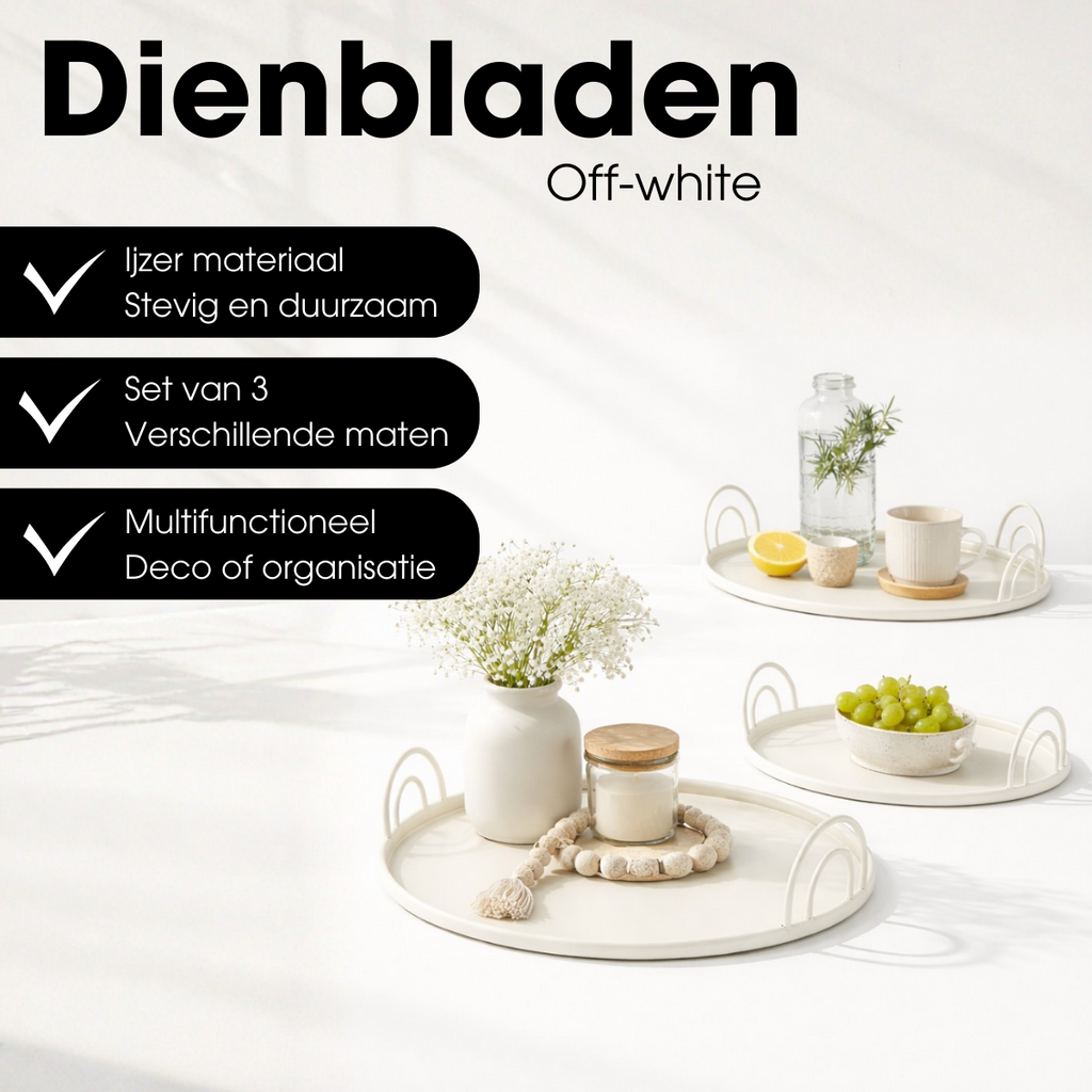 Dienblad OffWhite Gebroken wit Mica Decorations