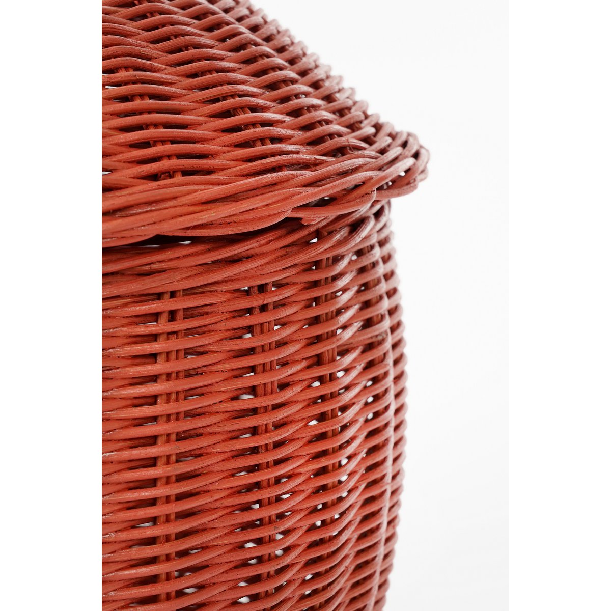 Opbergmand met Deksel - Set van 2 - H48 x Ø30 cm - Rotan - Rood