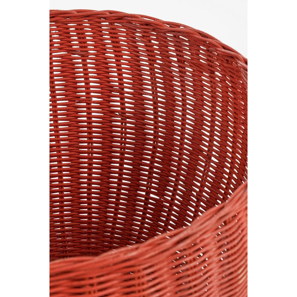 Opbergmand met Deksel - Set van 2 - H48 x Ø30 cm - Rotan - Rood