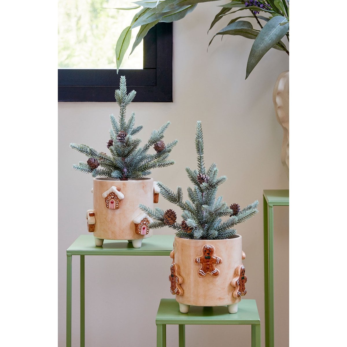 Kerst bloempot binnen  Gebroken wit Mica Decorations