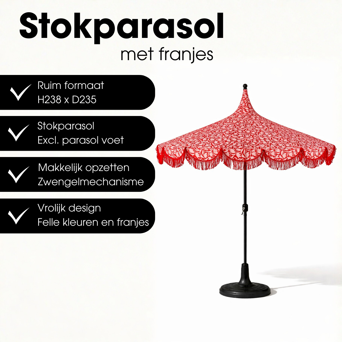 Parasol Kelly Rood Mica Decorations