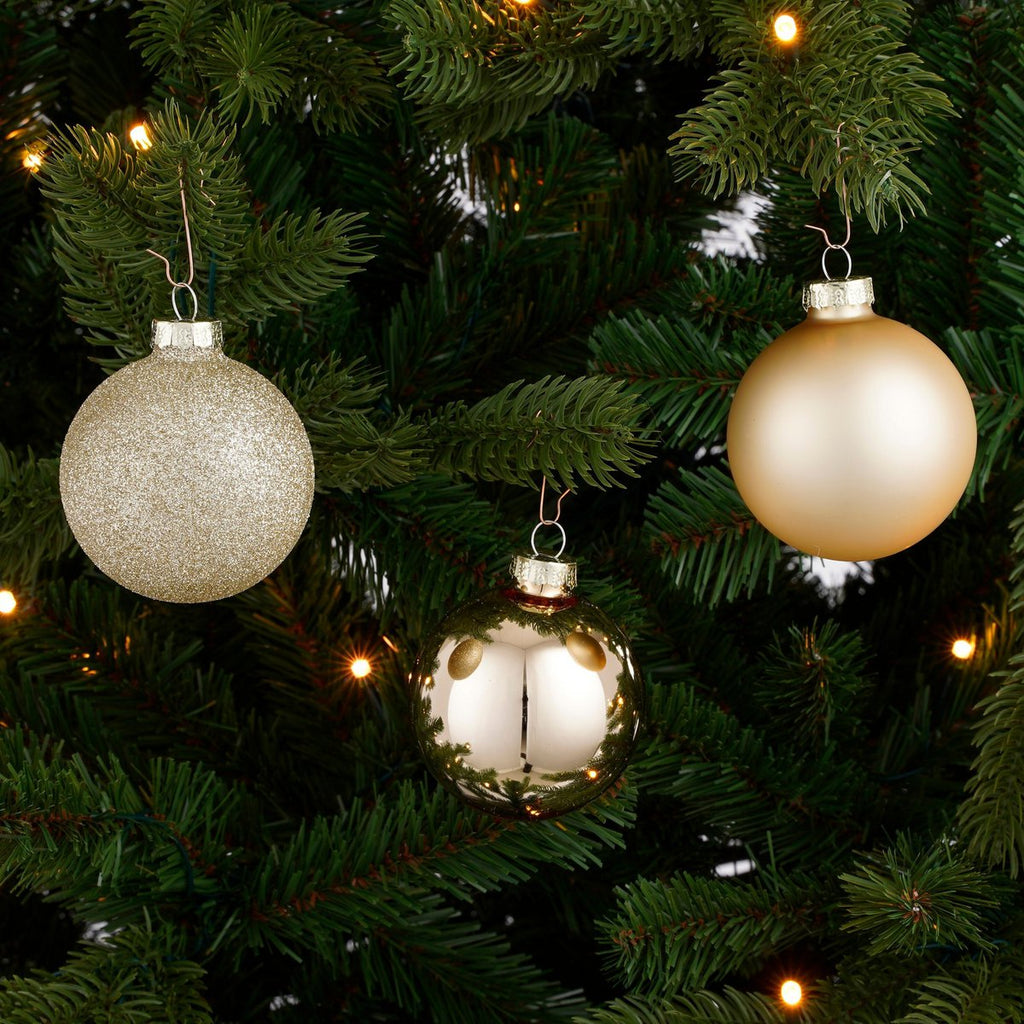 Kerstballen set  Champagne Mica Decorations