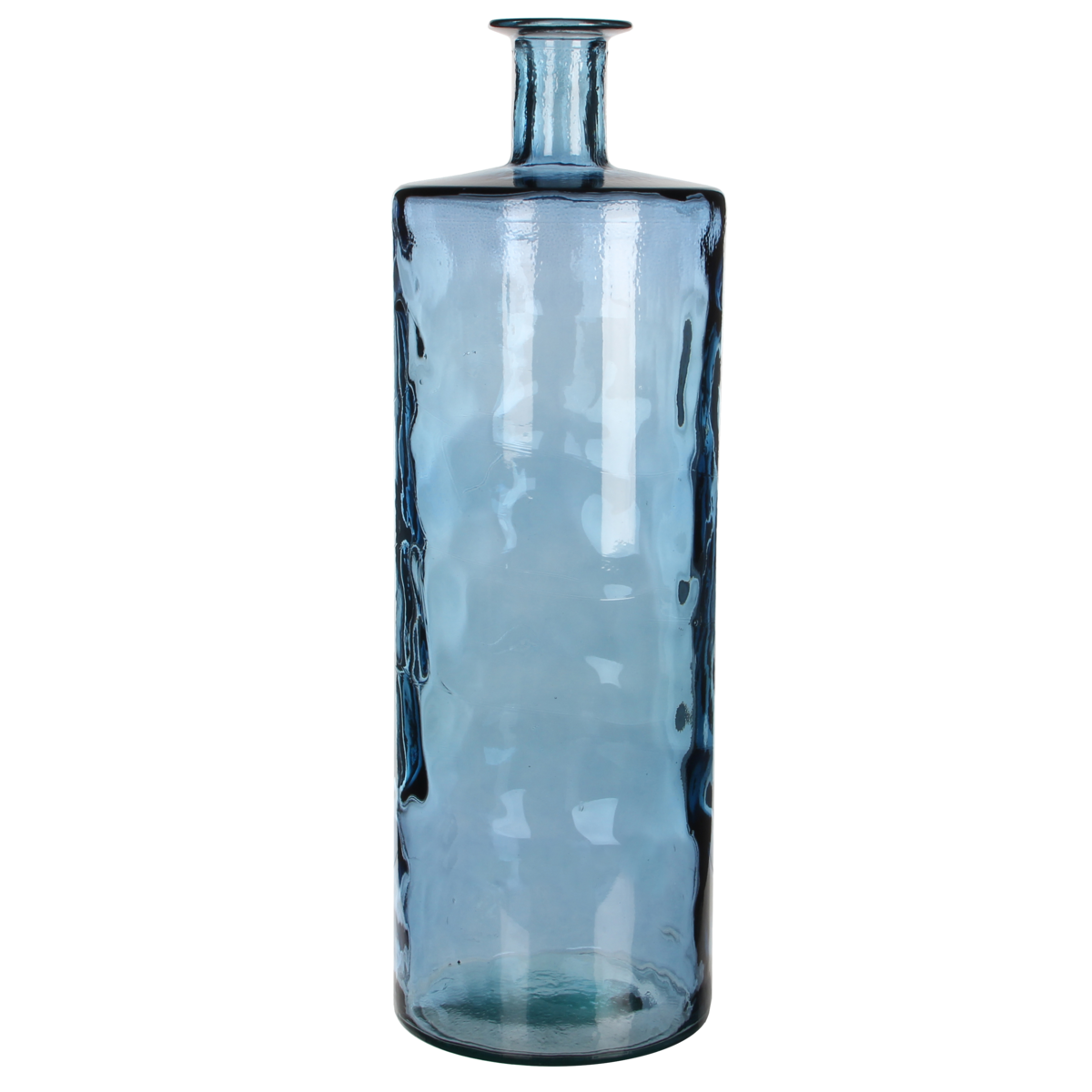 Guan Fles Vaas - H75 x Ø25 cm - Gerecycled Glas - Blauw