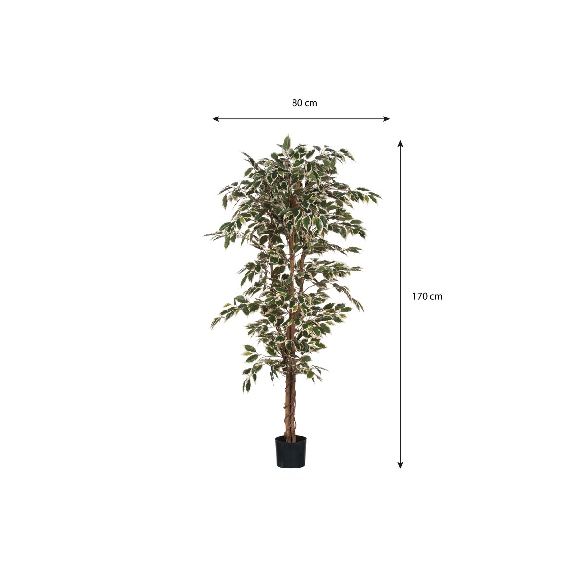 Ficus Kunstplant - H180 x Ø90 cm - Groen Bont