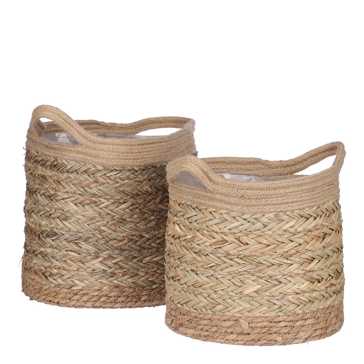 Anne Plantenmand - Set van 2 - H28 x Ø30 cm - Zeegras - Lichtbruin Mica Decorations