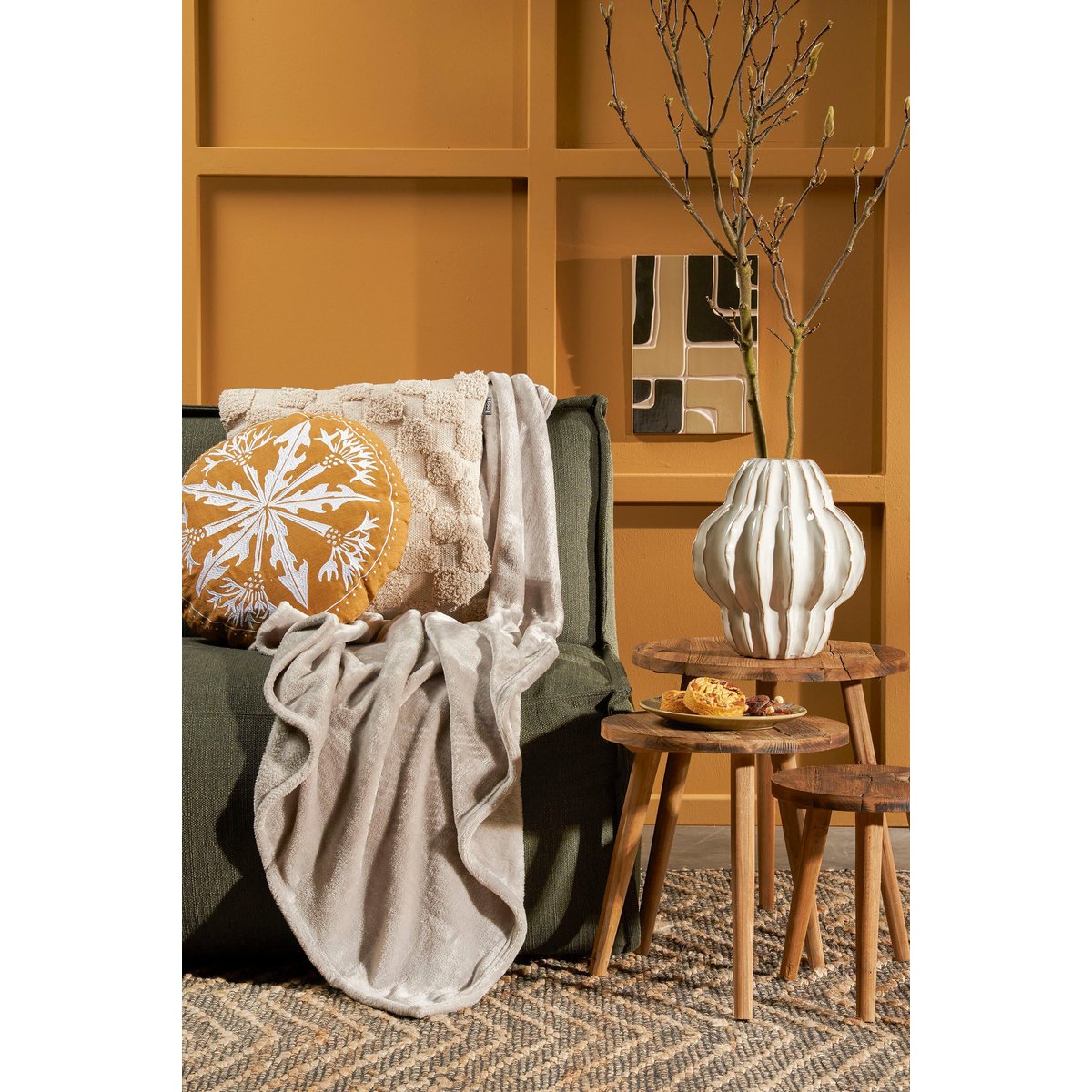 Plaid Mica Beige Mica Decorations