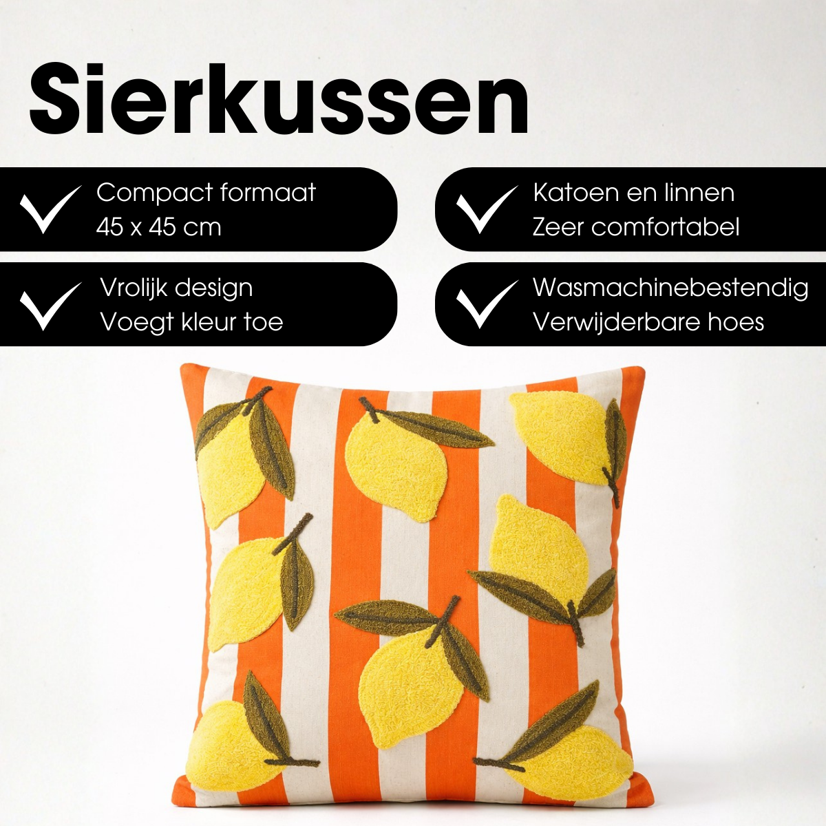Sierkussen  Gebroken wit Mica Decorations