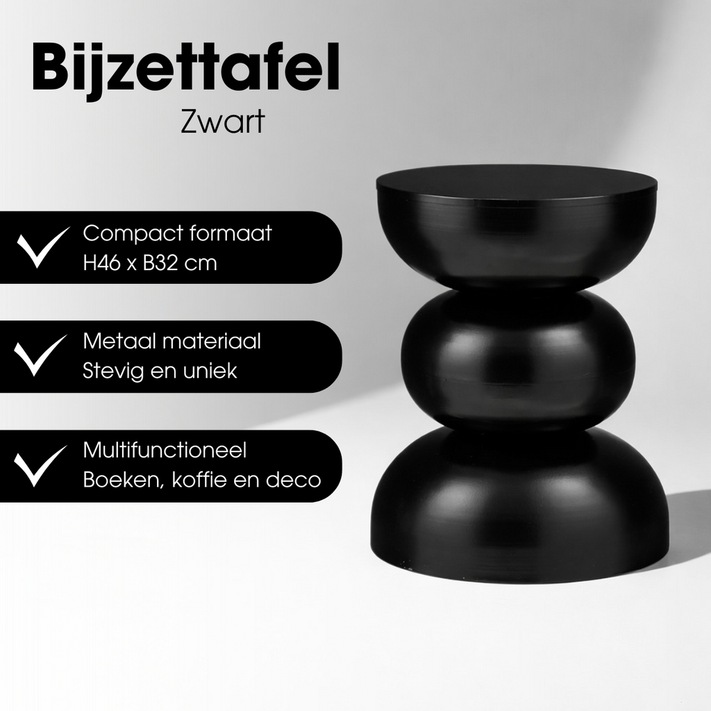Bijzettafel Luna Zwart Mica Decorations