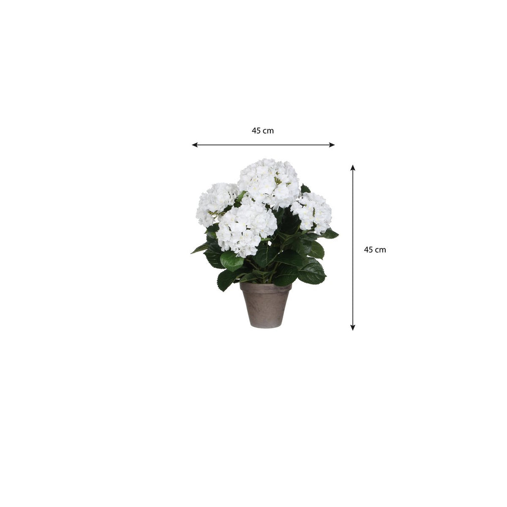 Hortensia Kunstplant in Bloempot Stan - H45 x Ø45 cm - Wit