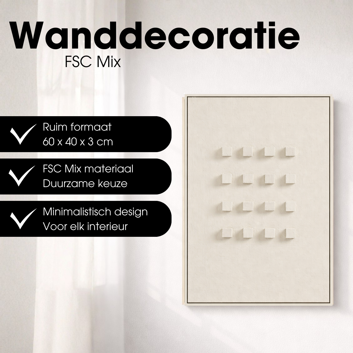 Wanddecoratie  Gebroken wit Mica Decorations