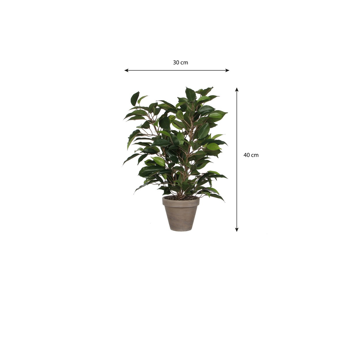 Ficus Natasja Kunstplant in Bloempot Stan - H40 x Ø30 cm - Groen
