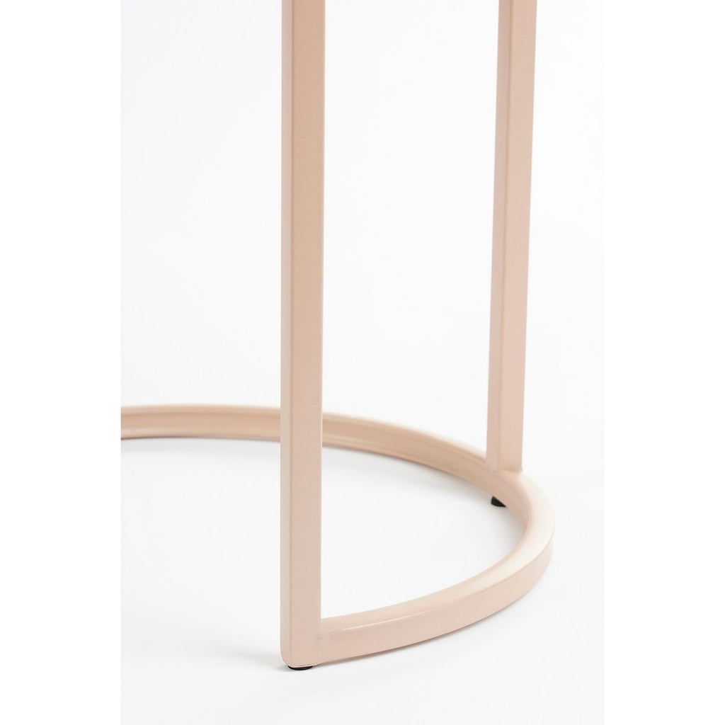 Lara Bijzettafel - Set van 2 - H51 x Ø40 cm - Metaal - Lichtroze
