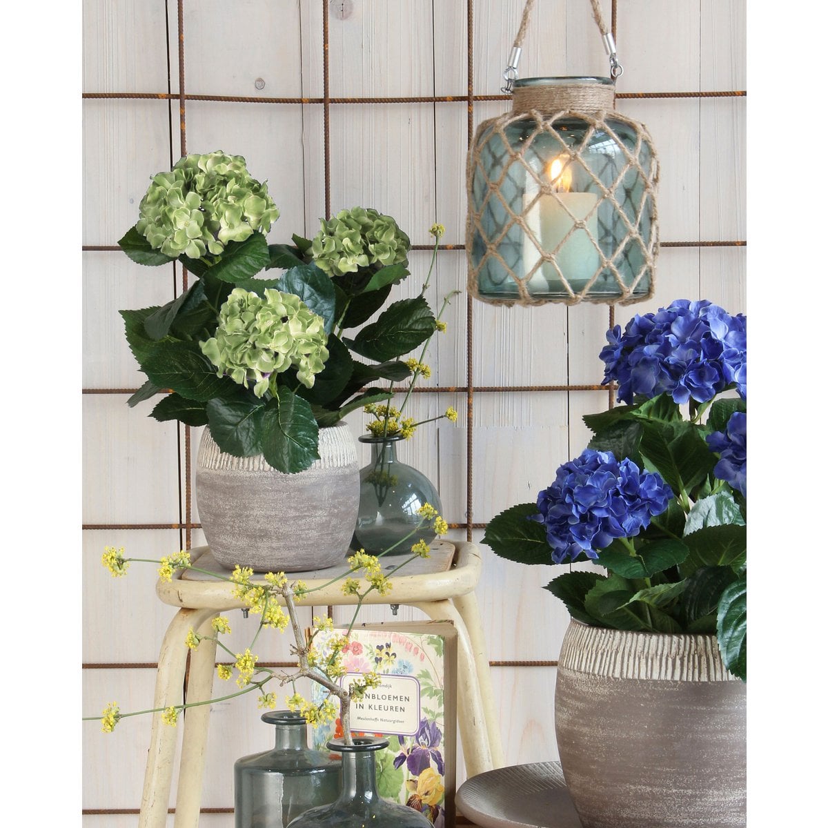 Kunstplant Hydrangea Crème Mica Decorations