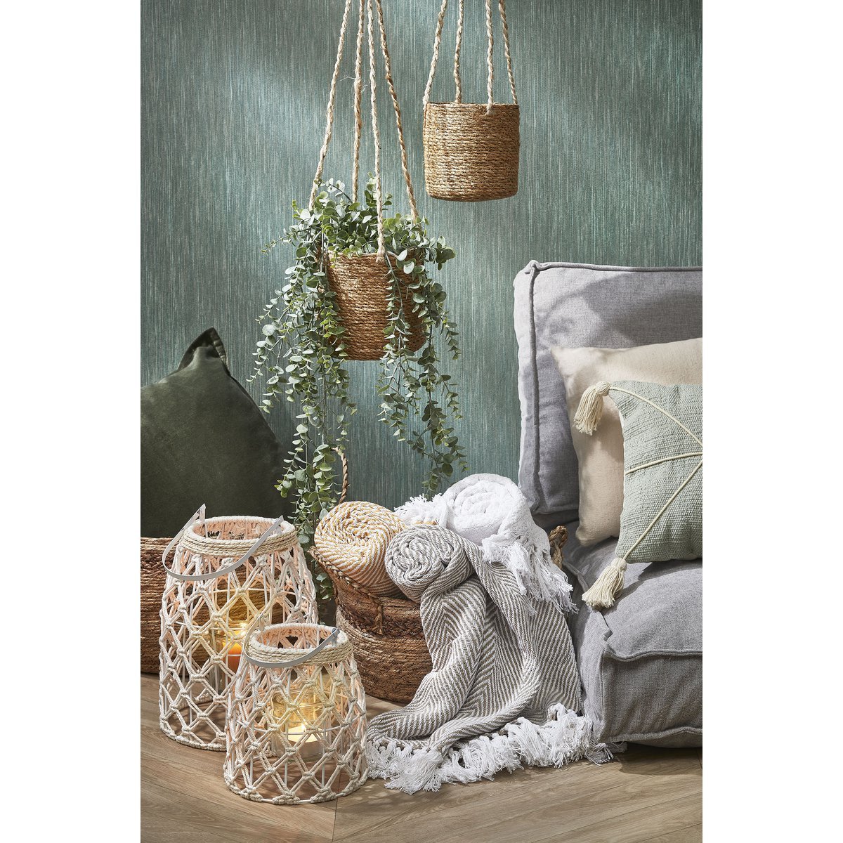 Atlantic Plantenmand - Set van 2 - H16 x Ø16 cm - Lichtbruin Mica Decorations