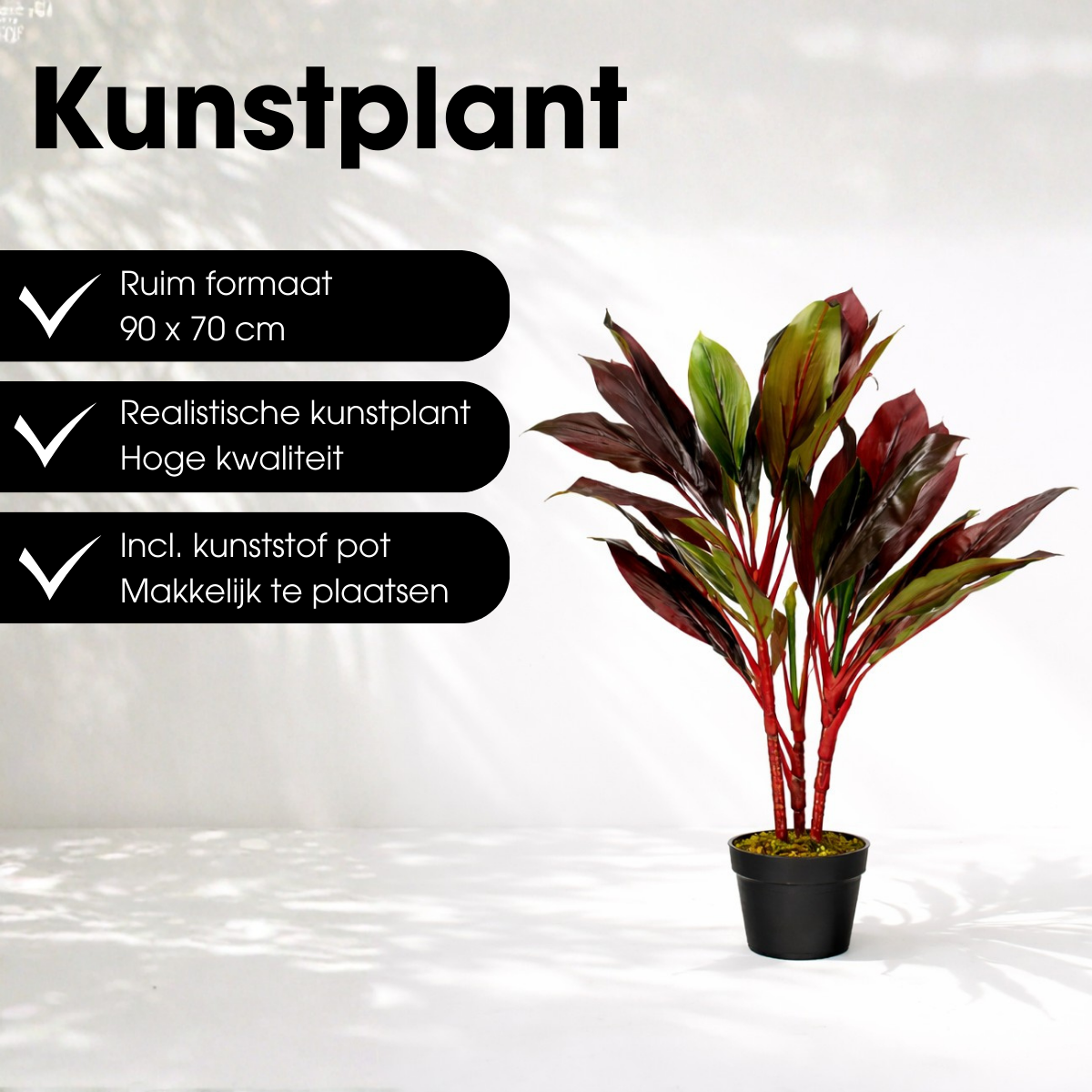 Kunstplant Cordyline Rood Mica Decorations