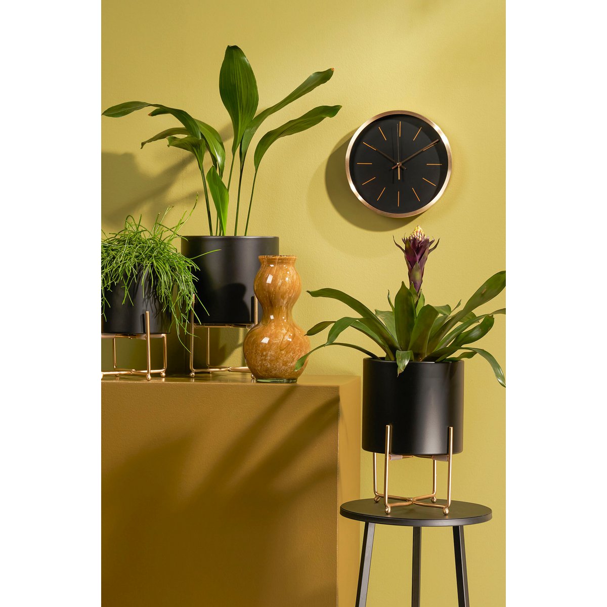 Aries Bloempot op Standaard - Set van 3 - H32 x Ø24 cm - Zwart