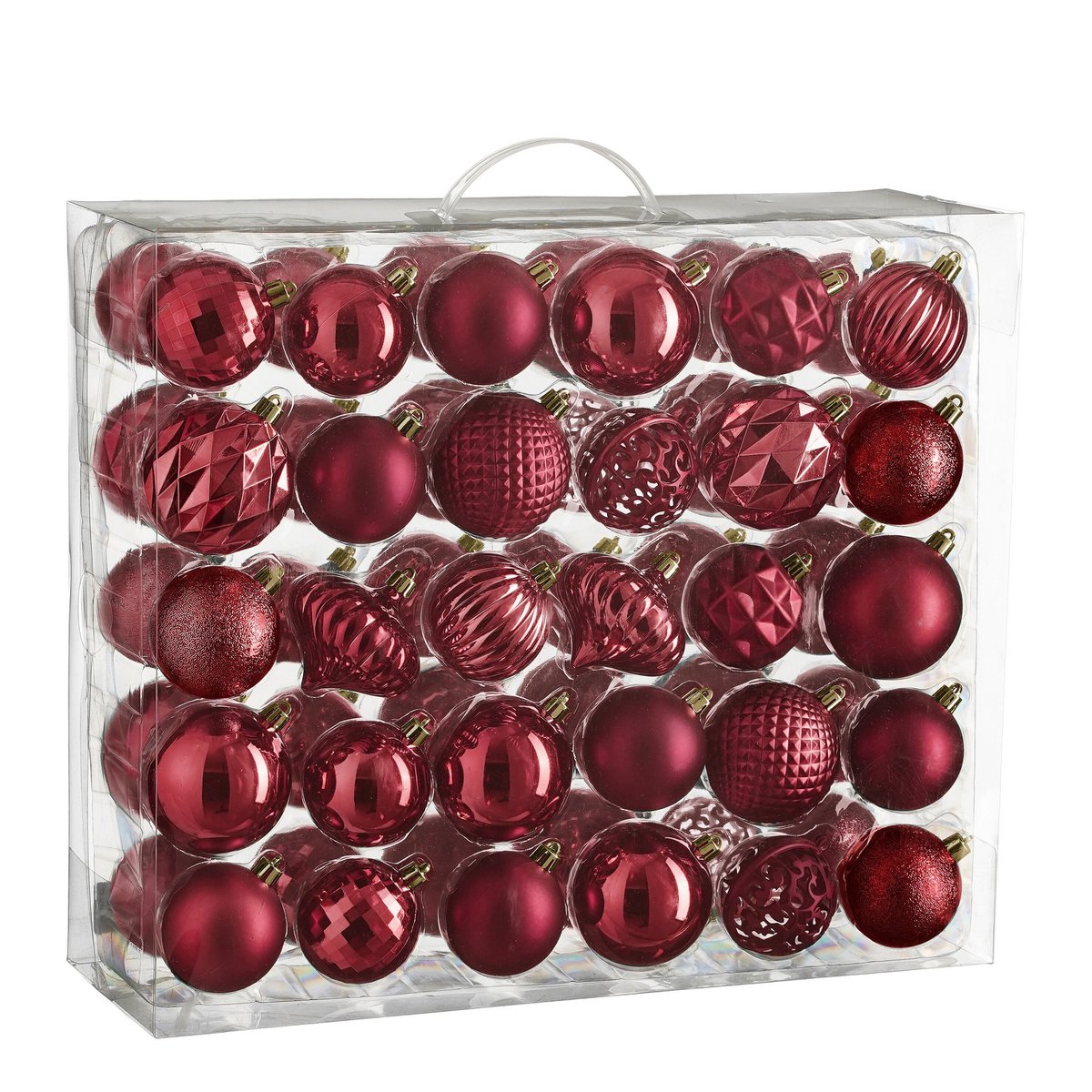 Kerstballen set  Donkerrood Mica Decorations